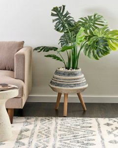 Beliani Doniczka na nóżkach ATHAEA Ceramika 37 cm Beżowy 2