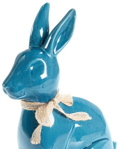 Beliani Figurka dekoracyjna Królik JAMBLES Ceramika Niebieski 2