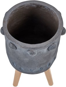 Beliani Doniczka na nóżkach BRUNNERA Ceramika 24 cm Grafitowy 2