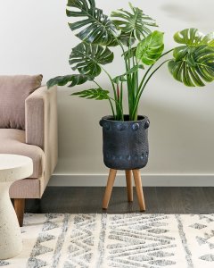 Beliani Doniczka na nóżkach BRUNNERA Ceramika 24 cm Grafitowy 3