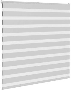 vidaXL Roleta zebra, jasnoszara, szerokość tkaniny 45,9 cm, poliester 3