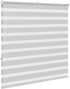 vidaXL Roleta zebra, jasnoszara, szerokość tkaniny 45,9 cm, poliester 4