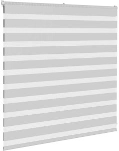 vidaXL Roleta zebra, jasnoszara, szerokość tkaniny 45,9 cm, poliester 3