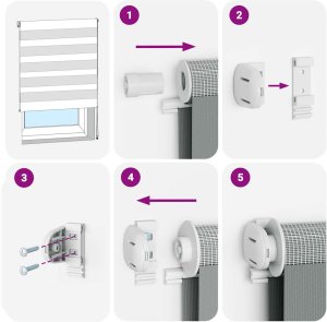 vidaXL Roleta zebra, jasnoszara, szerokość tkaniny 45,9 cm, poliester 7