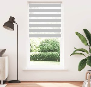 vidaXL Roleta zebra, jasnoszara, szerokość tkaniny 95,9 cm, poliester 2