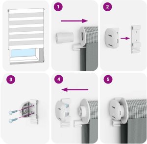 vidaXL Roleta zebra, jasnoszara, szerokość tkaniny 155,9cm, poliester 7