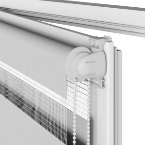 vidaXL Roleta zebra, jasnoszara, szerokość tkaniny 90,9 cm, poliester 10