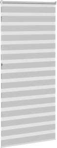 vidaXL Roleta zebra, jasnoszara, szerokość tkaniny 90,9 cm, poliester 4