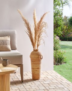 Beliani Wazon dekoracyjny ELATIA Rattan 50 cm Naturalny 2