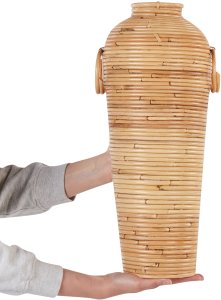 Beliani Wazon dekoracyjny ELATIA Rattan 50 cm Naturalny 5