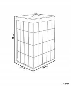 Beliani Kosz metalowy z bambusową pokrywą biały MIRISSA 3