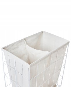 Beliani Kosz metalowy z bambusową pokrywą biały MIRISSA 10