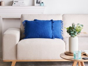 Beliani Zestaw 2 poduszek dekoracyjnych MABA Bawełna 50 x 35 cm Granatowy Jednolity 2
