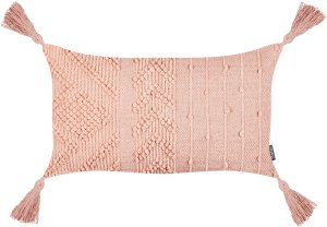 Beliani Zestaw 2 poduszek dekoracyjnych VALVARIA Bawełna 30 x 50 cm Brzoskwiniowy Wzór zygzak 2