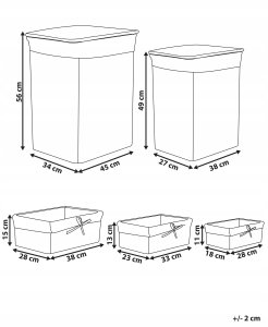 Beliani Zestaw 5 koszy wiklinowych biały ELLA 3