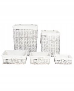 Beliani Zestaw 5 koszy wiklinowych biały ELLA 5