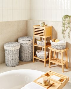 Beliani Zestaw 5 koszy wiklinowych biały VAKARI 2