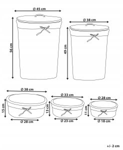 Beliani Zestaw 5 koszy wiklinowych biały VAKARI 3