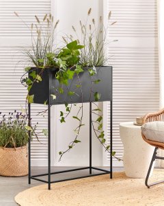 Beliani Doniczka na nóżkach TAPIEN Metal 70 cm Czarny 2