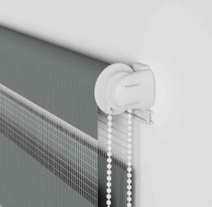 vidaXL Roleta zebra, ciemnoszara, szerokość tkaniny 45,9 cm, poliester 10