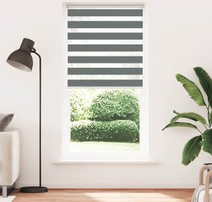 vidaXL Roleta zebra, ciemnoszara, szerokość tkaniny 95,9 cm, poliester 2