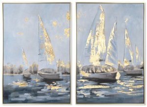 Obraz Home ESPRIT Żaglówki Śródziemnomorski 83 x 4,5 x 123 cm (2 Sztuk) 1