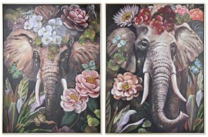 Obraz Home ESPRIT polistyrenu Płótno Słoń Kolonialny 92 x 4,5 x 122 cm (2 Sztuk) 1