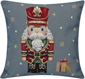 Poszewka dekoracyjna 45x45 cm Dziadek do orzechów z prezentem6081 1