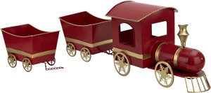Duża Ozdoba metalowa Pociąg z 2 wagonami czerwony 2