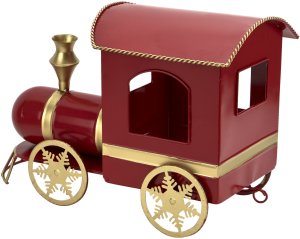 Duża Ozdoba metalowa Pociąg z 2 wagonami czerwony 5