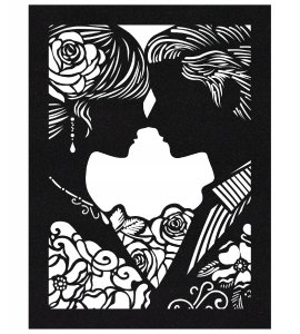 DEKORACJA ŚCIENNA OBRAZ AŻUROWY PARA CZARNY WELUR 50x37,5cm 1