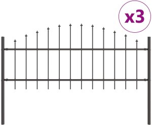 vidaXL Panel ogrodzeniowy z łukiem zestaw 3 szary stal malowana proszkowo 2
