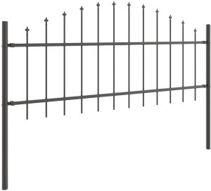 vidaXL Panel ogrodzeniowy z łukiem zestaw 3 szary stal malowana proszkowo 3