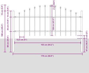 vidaXL Panel ogrodzeniowy z łukiem zestaw 3 szary stal malowana proszkowo 7