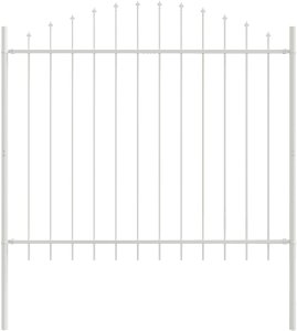 Panel ogrodzeniowy vidaXL z łukiem na szpikulcach Zestaw 4 Biały 4