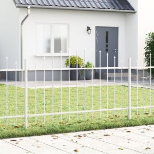 Panel ogrodzeniowy vidaXL z łukiem Zestaw 3 Biały Stal malowana proszkowo 1