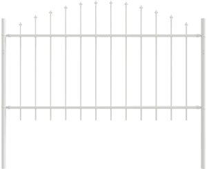 vidaXL Panel ogrodzeniowy z kolcem Zestaw 4 Biały Stal malowana proszkowo 4