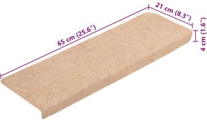 vidaXL Maty na schody samoprzylepne 20 szt. Kremowe 65x21x4 cm 8