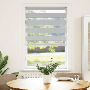 vidaXL Roleta zebra, jasnoszara, szerokość tkaniny 65,9 cm, poliester 2