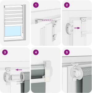 vidaXL Roleta zebra, jasnoszara, szerokość tkaniny 65,9 cm, poliester 6