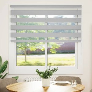 vidaXL Roleta zebra, jasnoszara, szerokość tkaniny 135,9cm, poliester 2