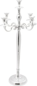 vidaXL Stojak na świeczki Srebrny Aluminium 19 x 19 x 79,5 cm 1