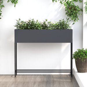 Donica vidaXL Antracytowa Metalowa 100 x 26 x 82 cm Wstawki dekoracyjne 1