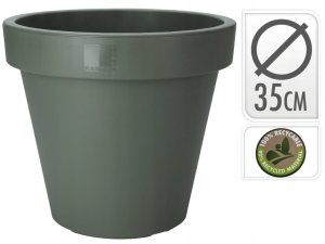 Doniczka ogrodowa okrągła zielona gładka dekoracyjna 35 x 31 cm 2