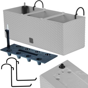 2x Doniczka balkonowa 51cm + uchwyty / haki, nawadniacz Skrzynka na balkon + keramzyt 5l 4