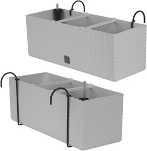 2x Doniczka balkonowa 51cm + uchwyty / haki, nawadniacz Skrzynka na balkon + keramzyt 5l 5