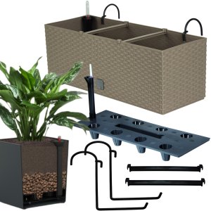 2x Doniczka balkonowa 51cm + uchwyty / haki, nawadniacz Skrzynka na balkon + keramzyt 5l 2