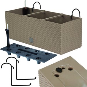 2x Doniczka balkonowa 51cm + uchwyty / haki, nawadniacz Skrzynka na balkon + keramzyt 5l 4