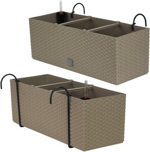 2x Doniczka balkonowa 51cm + uchwyty / haki, nawadniacz Skrzynka na balkon + keramzyt 5l 5