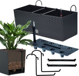 2x Doniczka balkonowa 51cm + uchwyty / haki, nawadniacz Skrzynka na balkon + keramzyt 5l 2